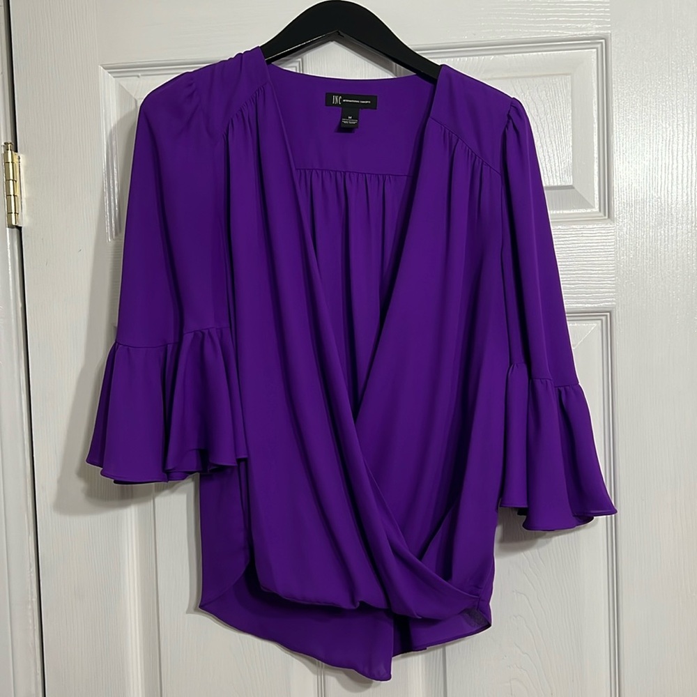 INC INTERNATIONAL CONCEPTS purple 3/4 sleeve top size M